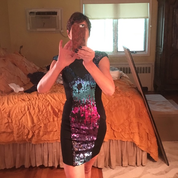 Angel Biba Black multi color sequined party dress - Picture 4 of 4